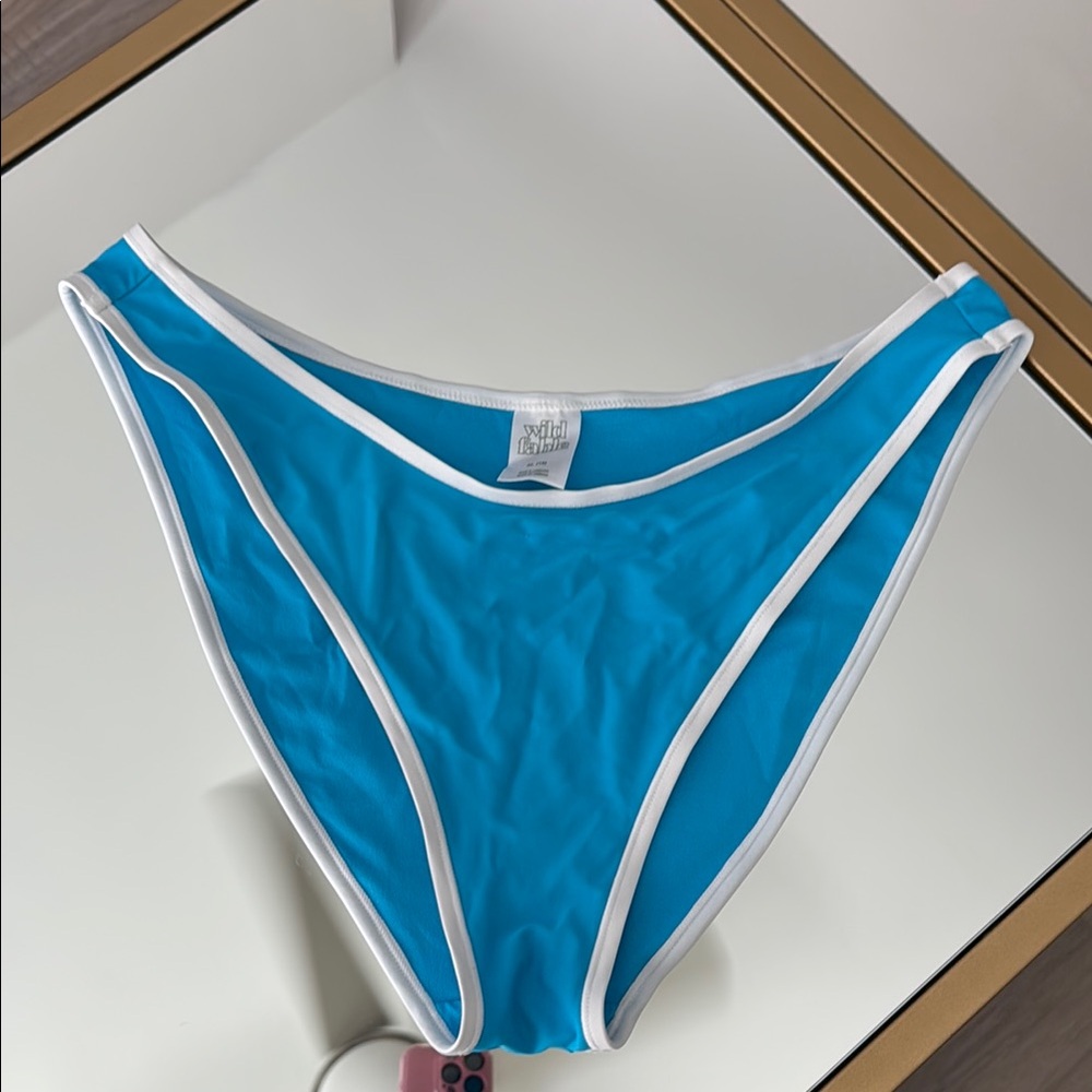 Wild Fable Teal Bikini Bottom with White Trim XL